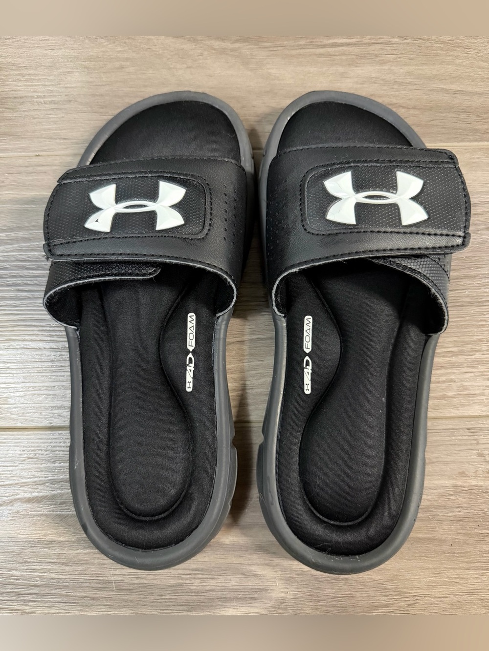 Under Armour Black Kids' Slide Sandals with White Logo